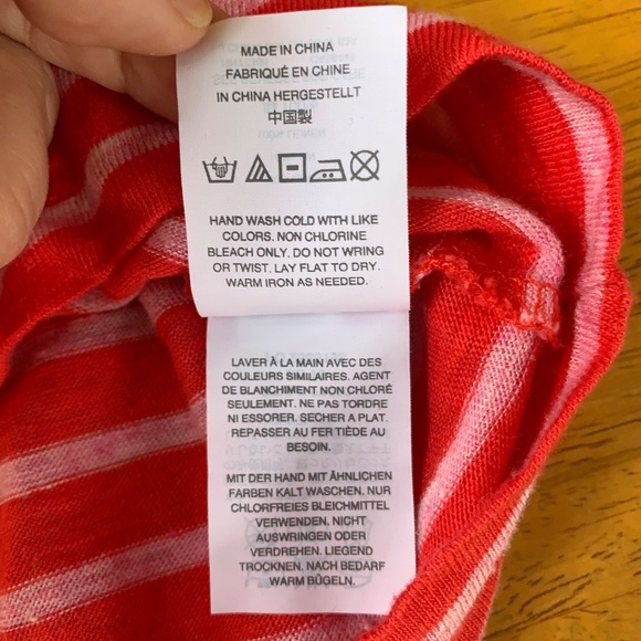 J. Crew Love Linen Front Pocket Red & Pink Stripes Short Sleeve T-Shirt, Size S - Picture 6 of 7